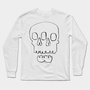 Black hand-drawn double skull Long Sleeve T-Shirt